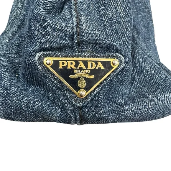 Prada Blue Denim Canapa PM Two Way Tote Bag with Dust Bag - Picture 4 of 11